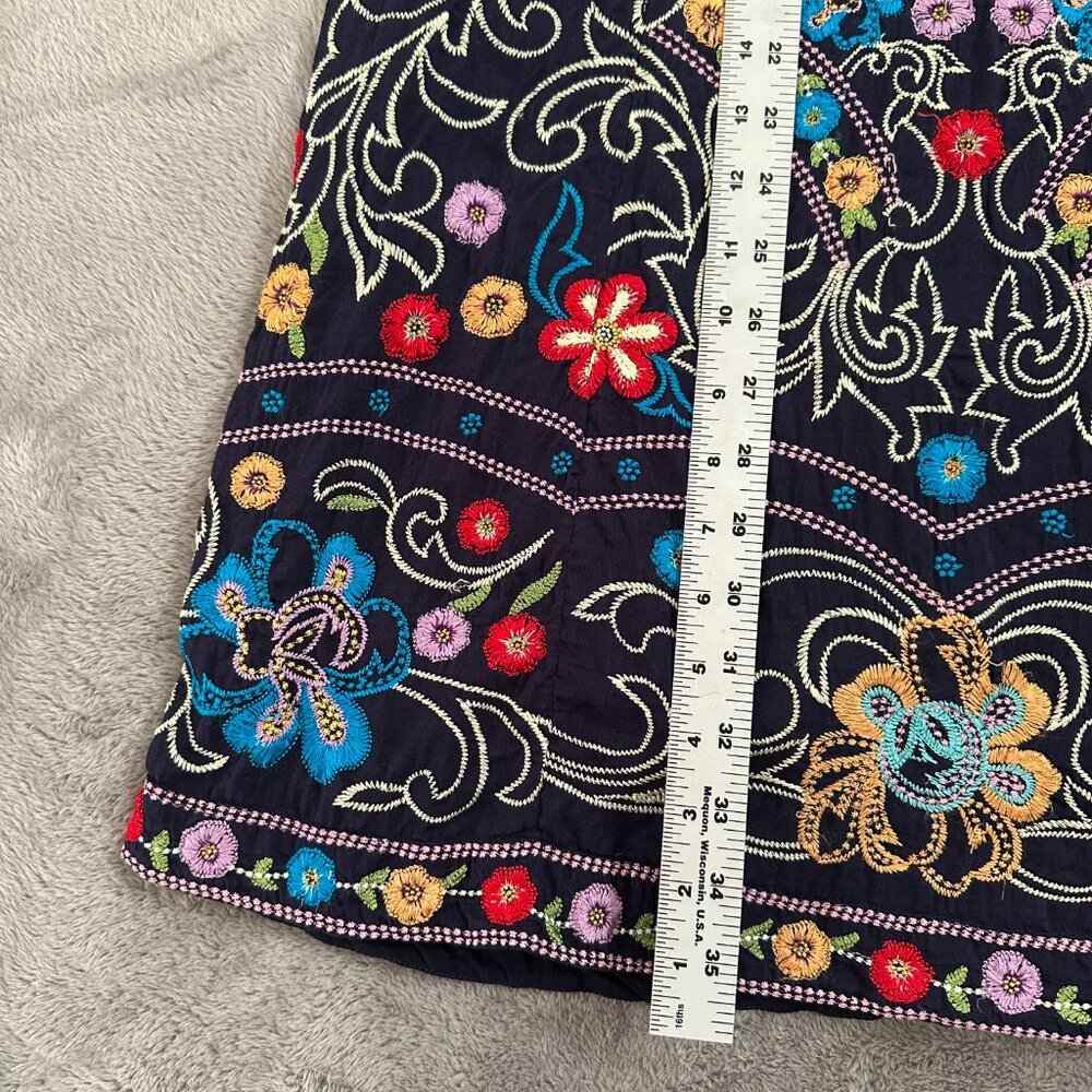 Maeve Anthropologie Kira Embroidered Tunic Dress Women's 10 Navy Blue - Picture 8 of 11
